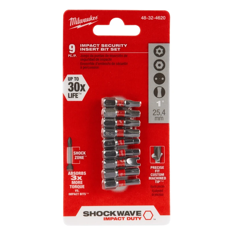 Shockwave 9-piece Security Insert Impact Screwdriver Bit Set