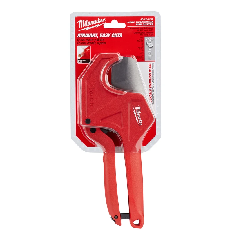 1-5/8 In. Ratcheting Pipe Cutter With Ergonomic Handle And Stainless Steel Blade
