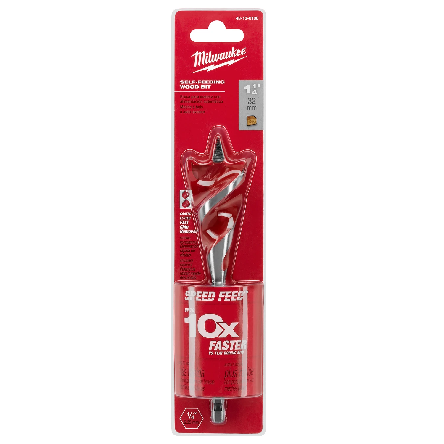1-1/4 In. X 6 In. Speed Feed Self-feeding Wood Bit With Quick Change Shank