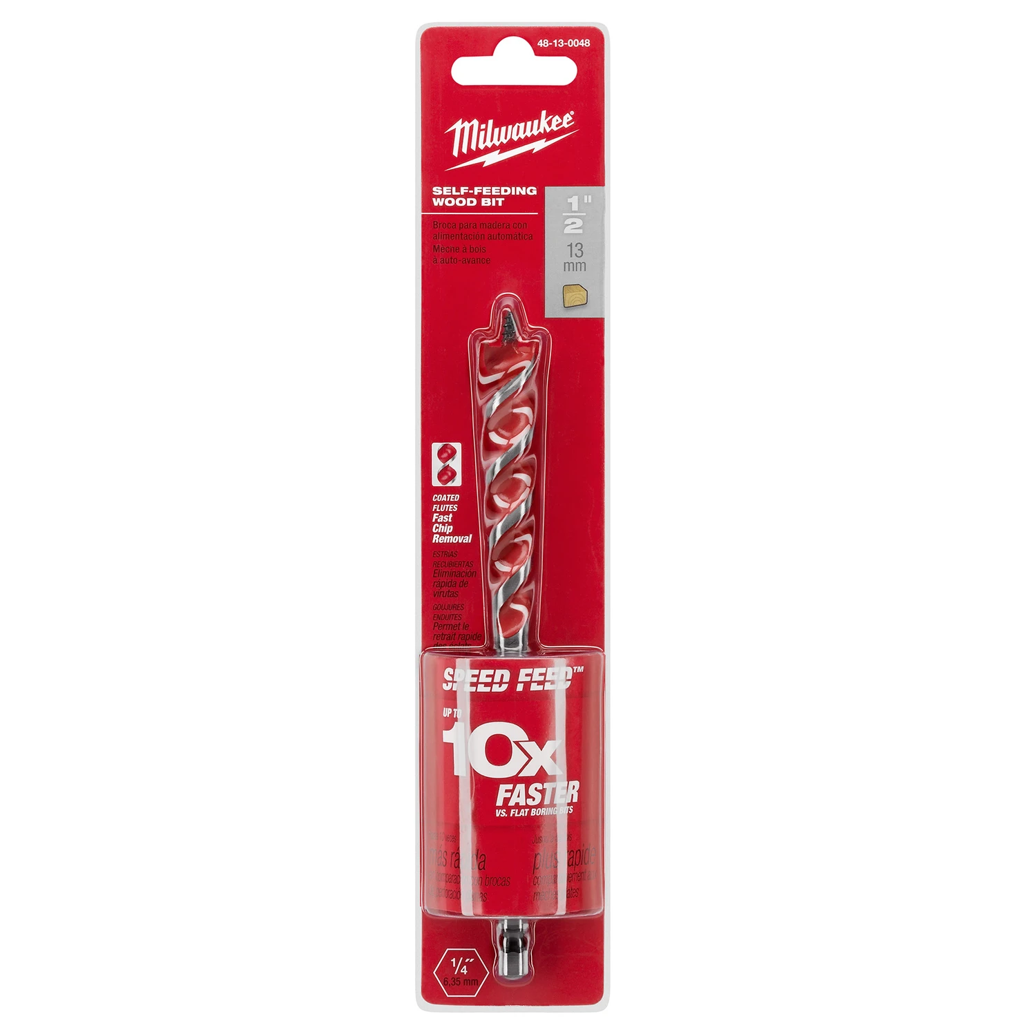 1/2 In. X 6 In. Speed Feed Self-feeding Wood Bit With Quick Change Shank