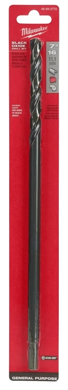 7/16 In. X 12 In. Black Oxide Aircraft Length Drill Bit With 3-flat Shank
