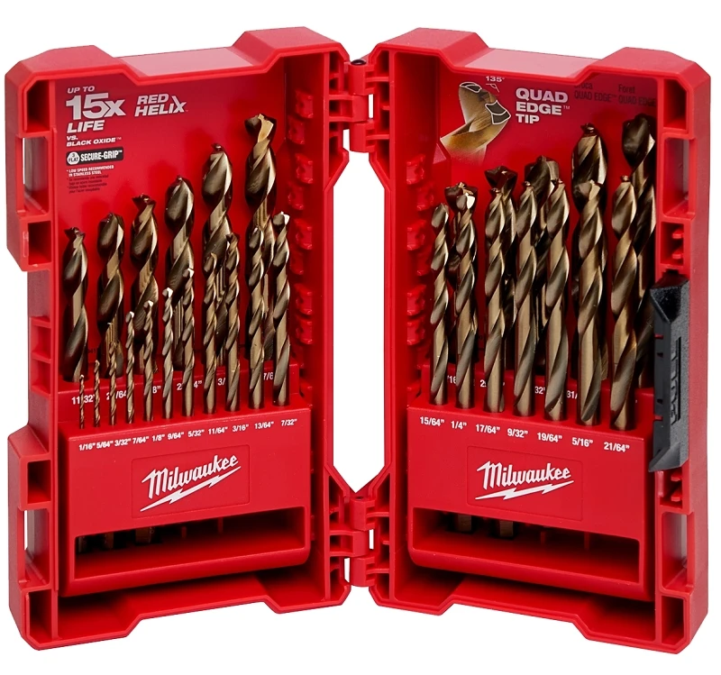 Red Helix 29-piece Cobalt Drill Bit Set, 1/16 In. To 1/2 In.
