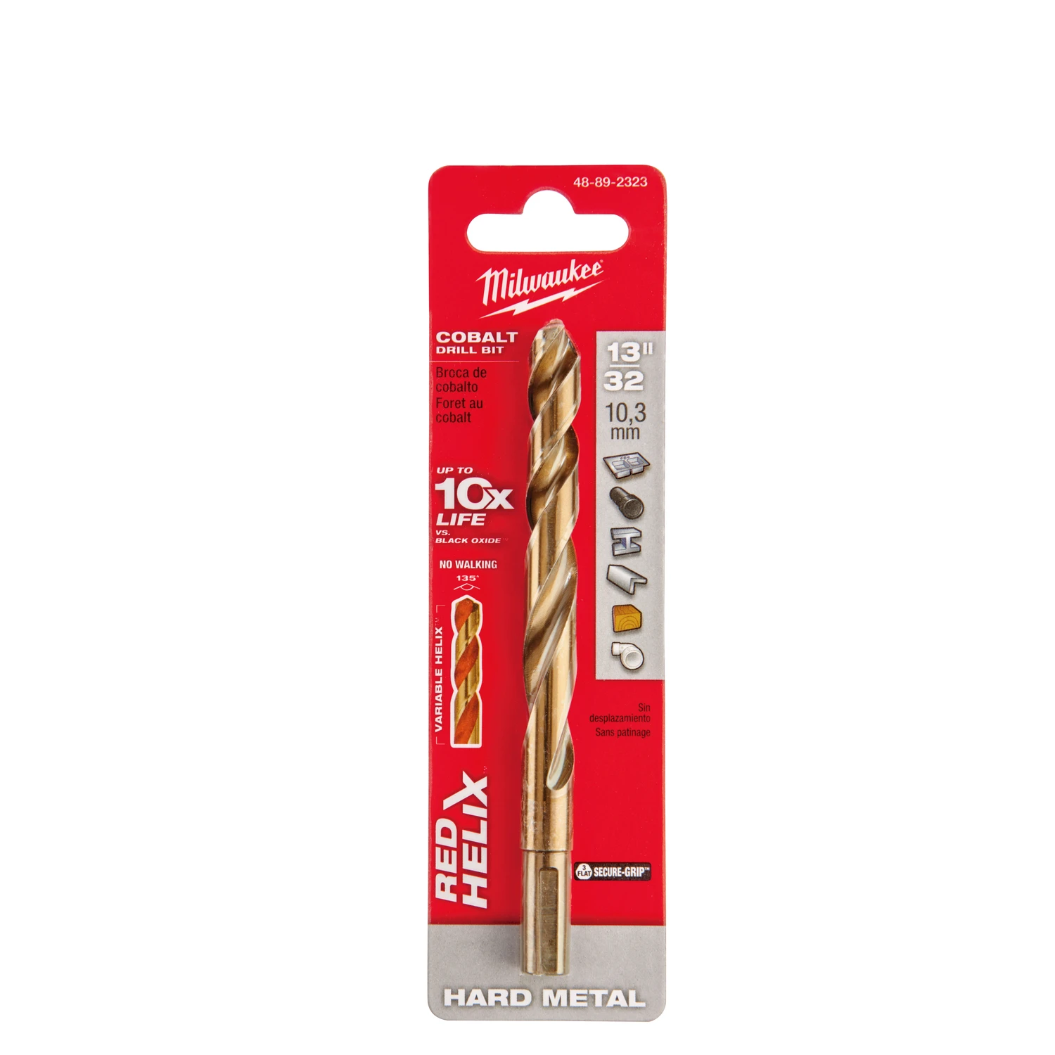 Red Helix 13/32 In. Cobalt Drill Bit - 5.12 In. Length, 3-flat Shank