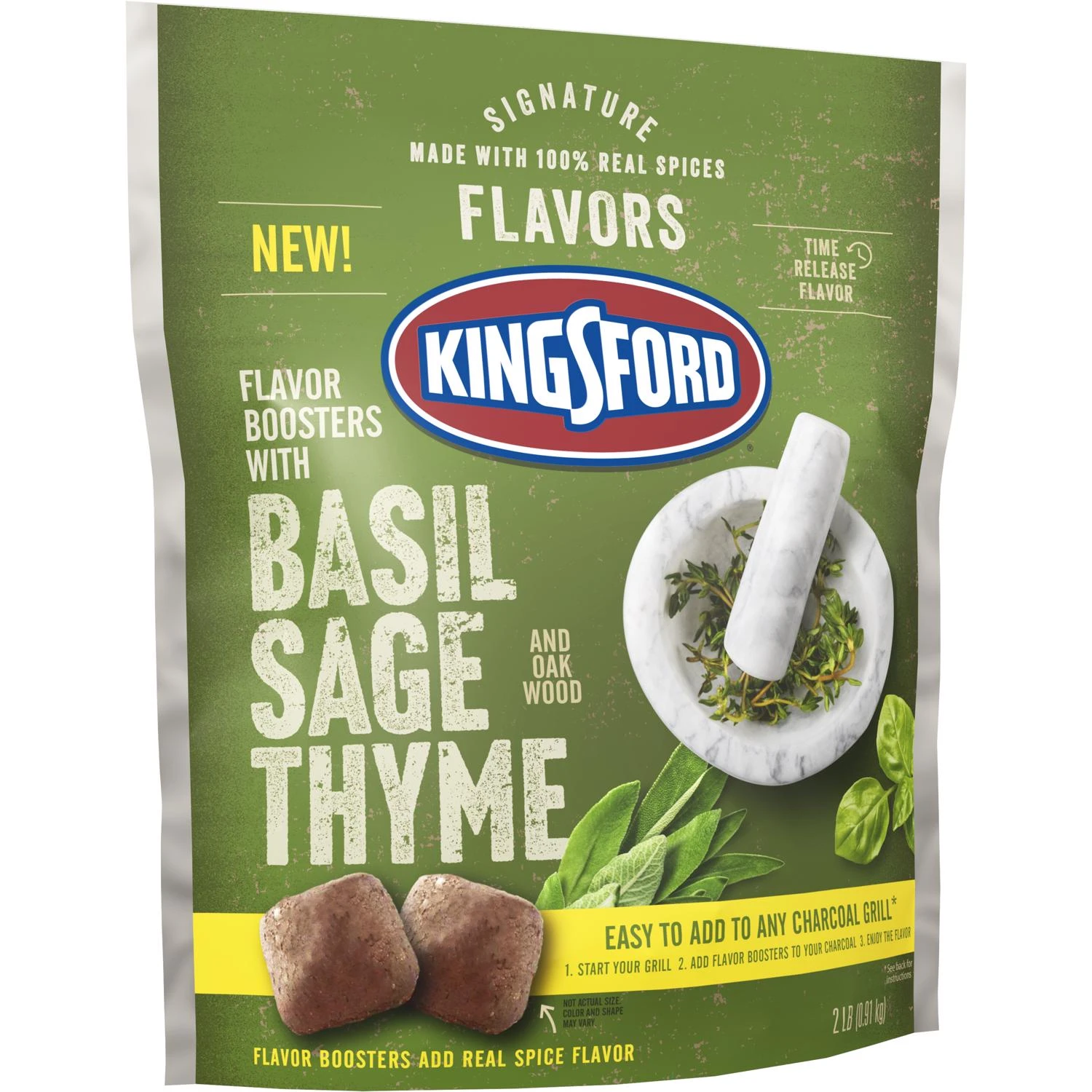 Signature Flavors Charcoal Briquets with Basil Sage Thyme and Oak Scent 2 Pounds