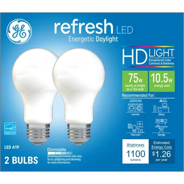 Refresh HD LED Light Bults, Daylight, 1100 Lumens, 13 Watt, 2-Pk.
