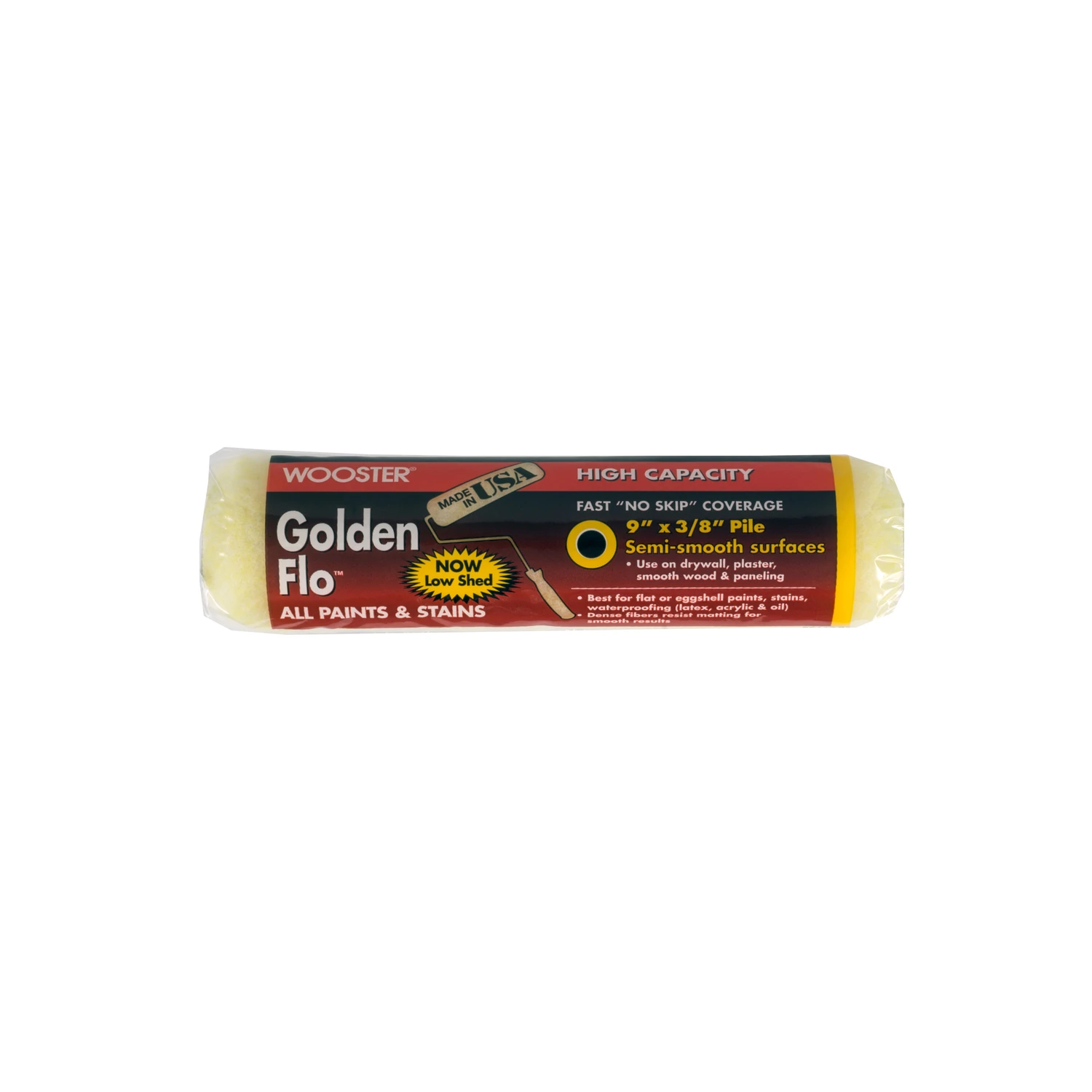 Golden Flo Paint Roller Cover, Yellow Knit, 3/8-In. Nap, 9-In.