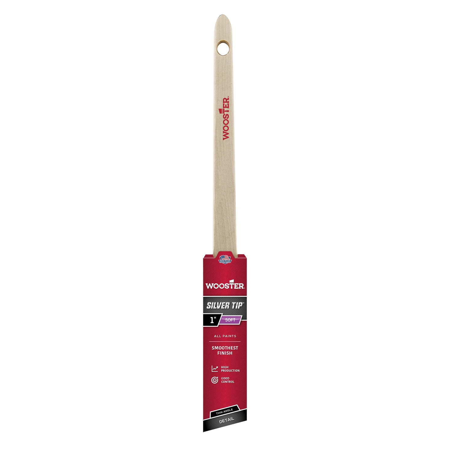 Thin Angle Sash Paint Brush, Silver Tip Bristles, 1 Inch Width