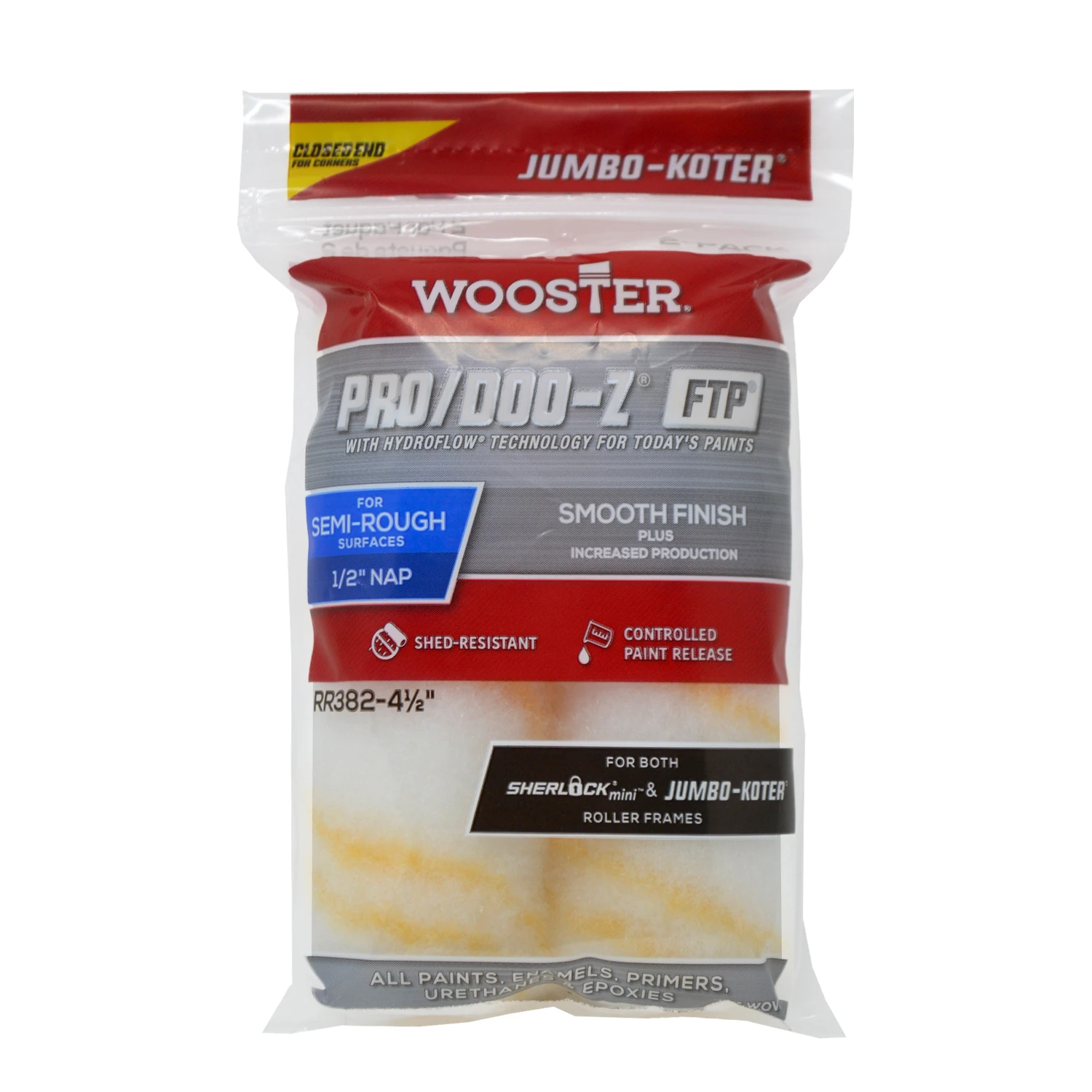 Jumbo-Koter Pro/Doo-Z FTP Paint Roller Cover, 2-Pack, .5-In.