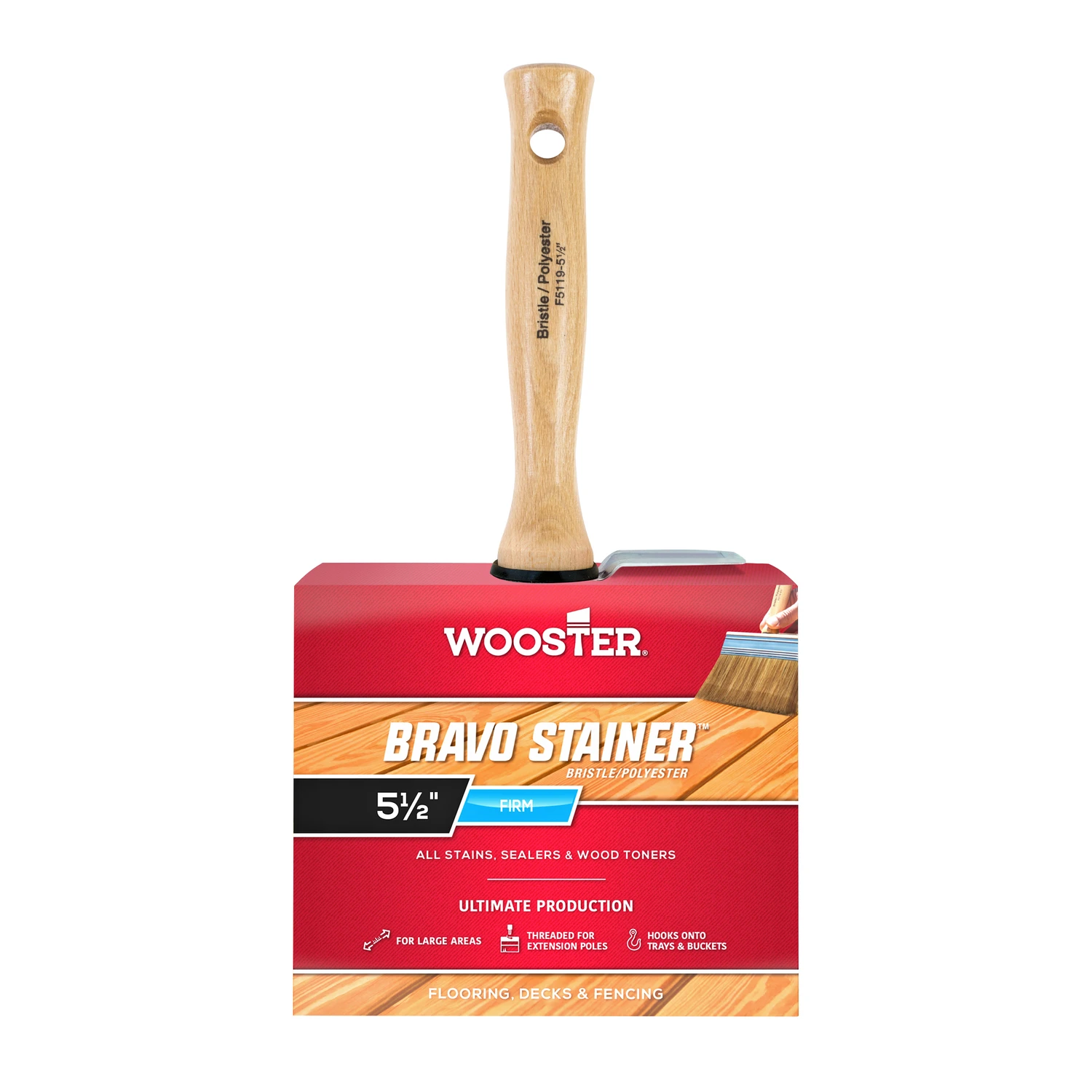 Bravo Stainer 5-1/2 In. Bristle/polyester Paint Brush With Threaded Handle