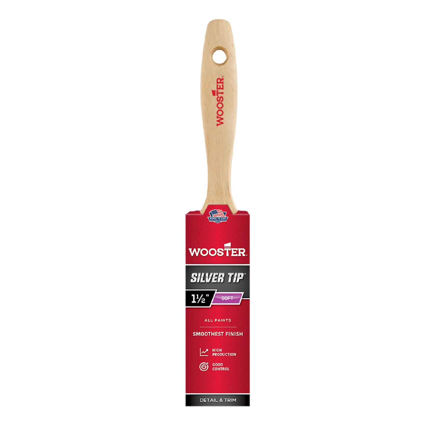 Silver Tip Varnish Brush, 1.5 Inch Width, High-Quality Bristles for Smooth Finish