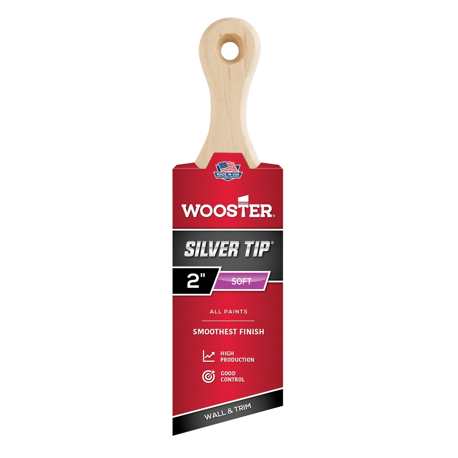 Silver Tip Short Handle Paint Brush, 2-In.