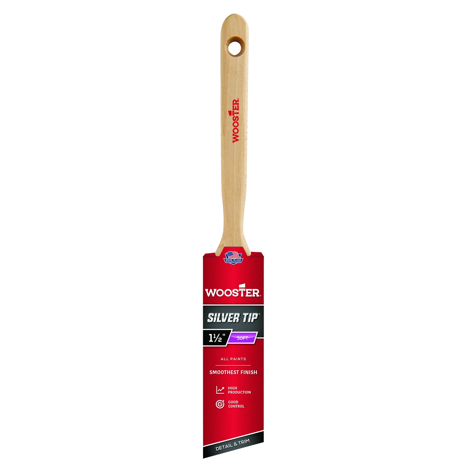 Silver Tip Angle Sash Paint Brush, 1.5 Inch, High-Quality Bristles for Precision Painting
