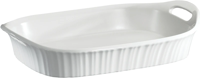 10.5 In. W X 16-1/8 In. L French White Casserole Dish, 3 Quart