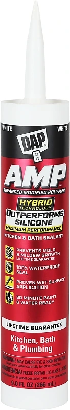 DAP AMP White Polymer Advanced Hybrid Caulk Sealant 9 oz
