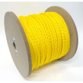 Polypropylene Hollow Braid Rope Yellow 0.25 Inch Diameter by 1000 Feet Length