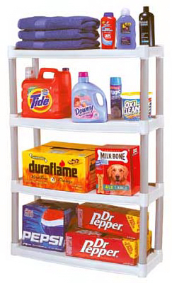 4-shelf Black Plastic Shelving Unit, 24 X 12 X 48 Inches, Model 91006maxit-1c-96