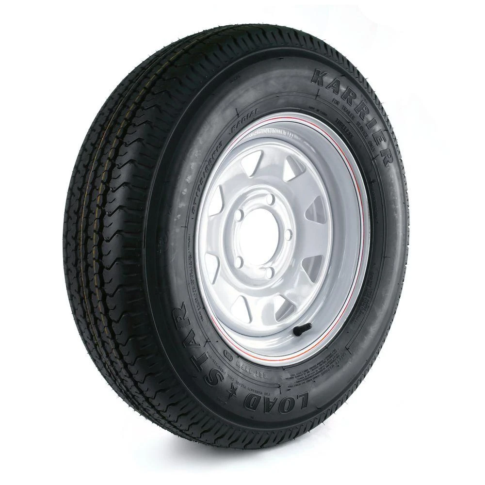 Loadstar Karrier Radial Trailer Tire 175/80R-13 with 5-Hole 5 by 4.5 Inch Custom Spoke Wheel Light Rated C