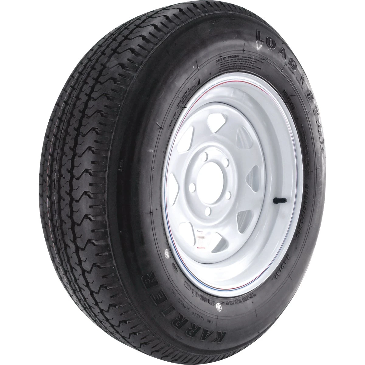 Loadstar Karrier Radial Trailer Tire 20575R15 with 5-Hole 54.5 Custom Spoke Wheel