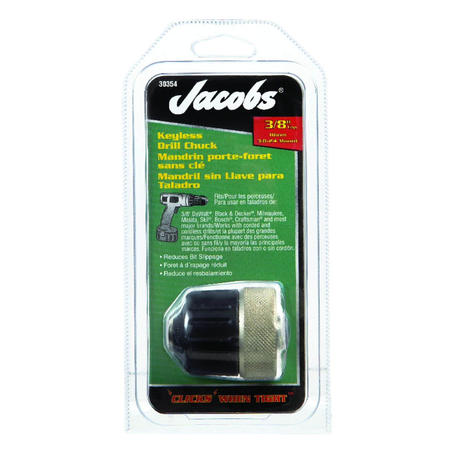 3/8 In. Keyless Drill Chuck With 3-flat Shank And 3/8-24 Mount