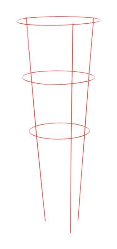 42 In. Red Powder Coat Galvanized Welded Wire Tomato Cage - 3 Legs & Rings