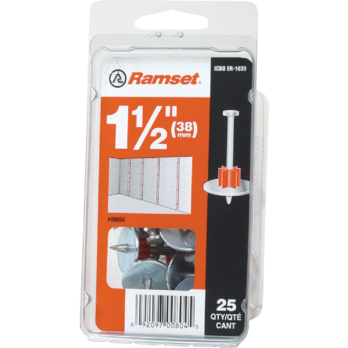 Drive Pin With Washer, .300 x 1-1/2 In., 25-Pk.