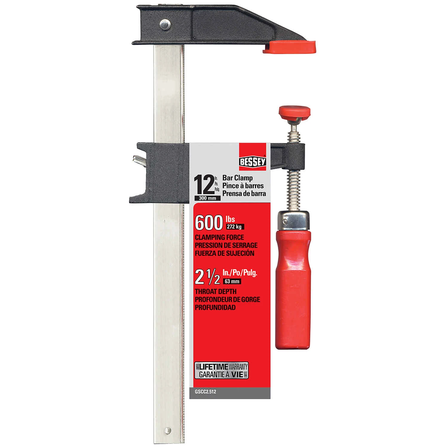 12 In. X 2-1/2 In. D Clutch Bar Clamp 600 Lb Capacity