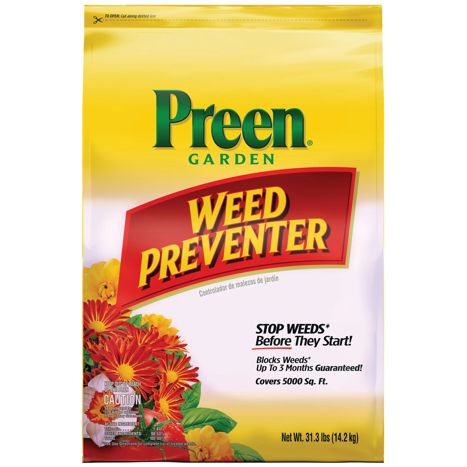 Garden Weed Preventer Granules, 31.3 Lbs, Covers 5,000 Sq. Ft.