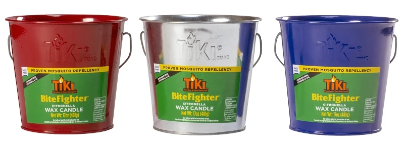 Bitefighter Citronella Wax Candle Metal Bucket, Red, Blue or Galvanized, 17 oz.