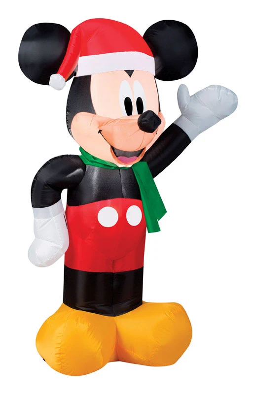 Christmas Inflatable Mickey Mouse & Santa, 3.5-Ft.
