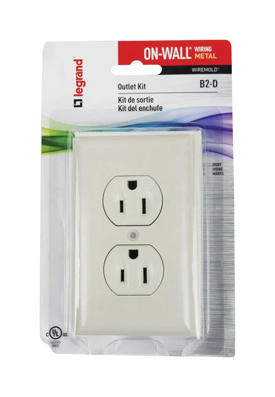 On-wall Ivory Metal Outlet Box Kit With Duplex Outlet And Wall Plate
