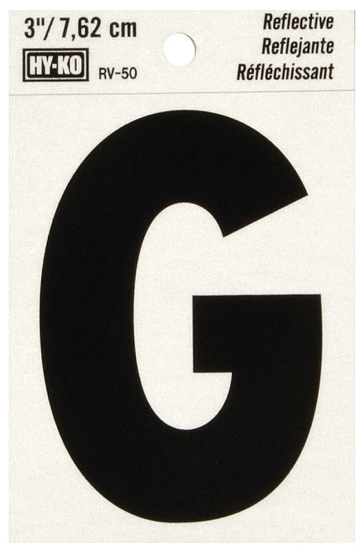 Hy-Ko 3 in. Reflective Vinyl Black G Letter Self-Adhesive
