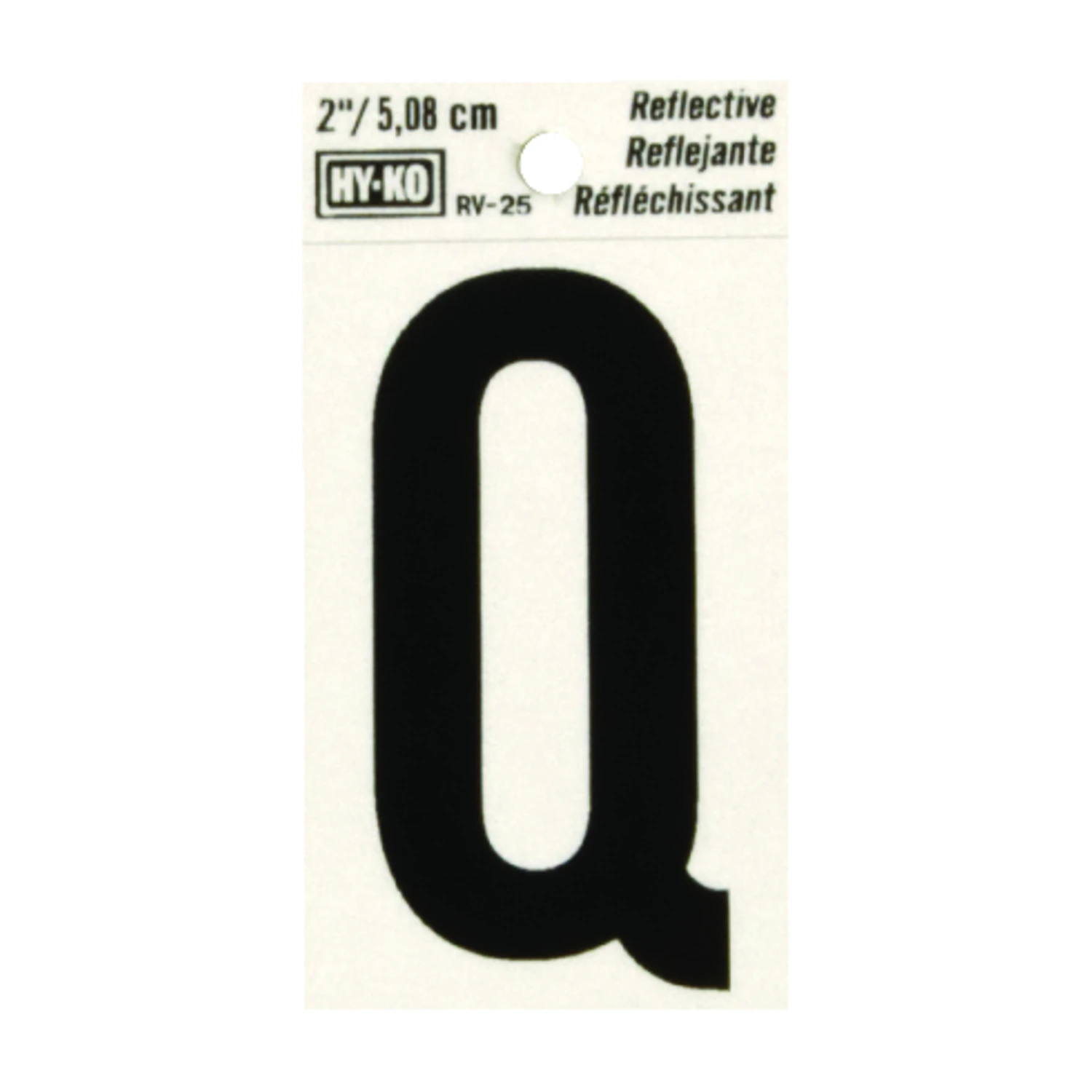 House Address Letter Q, Reflective Black and Silver Vinyl, Adhesive Backing, 2 Inch Height