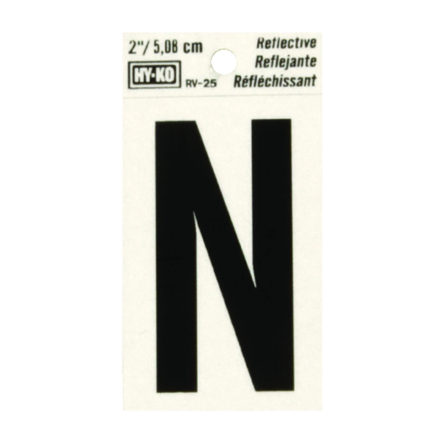 2 In. Reflective Black Vinyl Self-adhesive Letter N - Weather Resistant