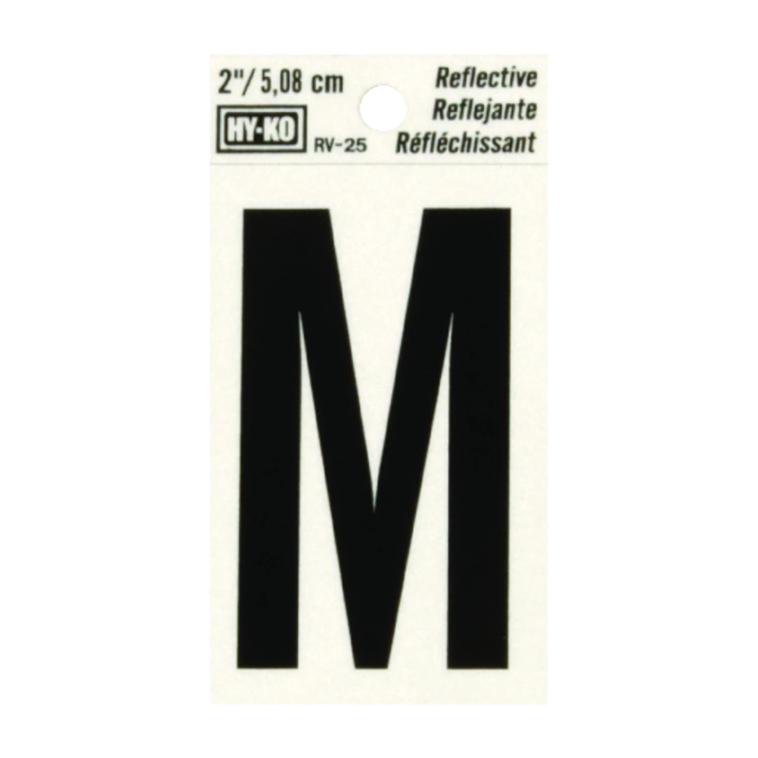 2 In. Reflective Black Vinyl Self-adhesive Letter M - Weather Resistant