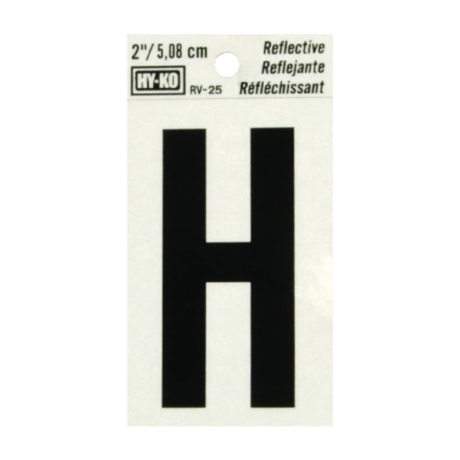 2 In. Reflective Black Vinyl Self-adhesive Letter H - Weather Resistant