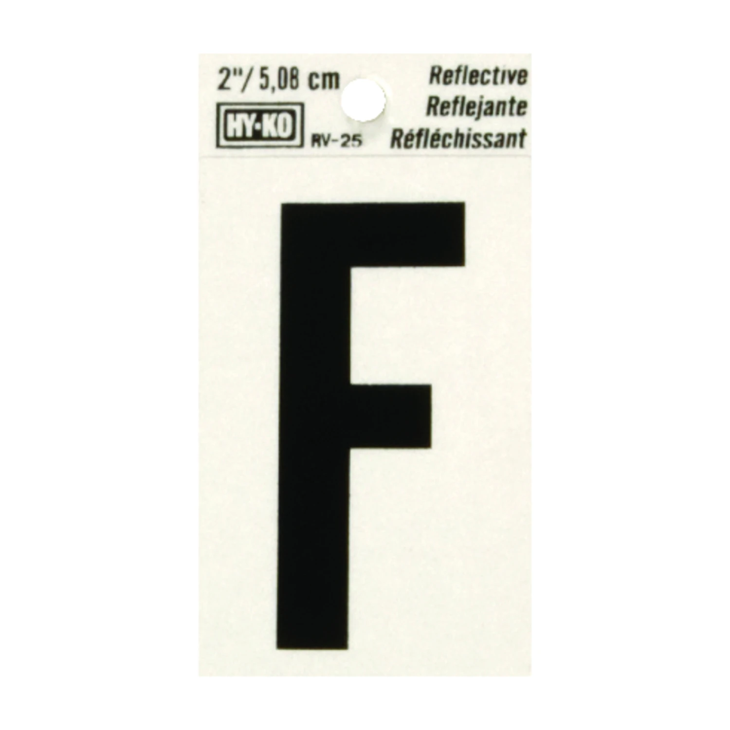 2 In. Reflective Black Vinyl Self-adhesive Letter F - Weather Resistant