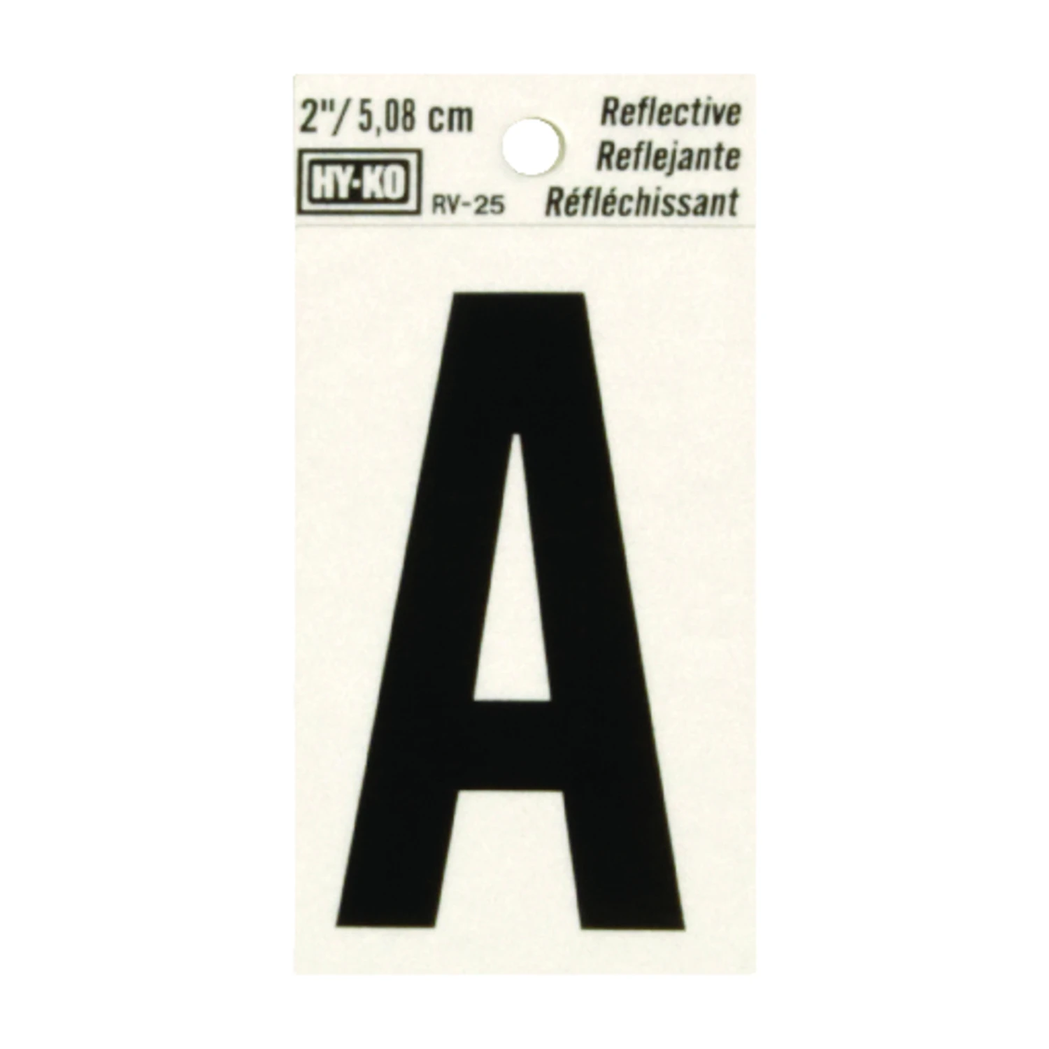 2 In. Reflective Black Vinyl Self-adhesive Letter A - Weather Resistant
