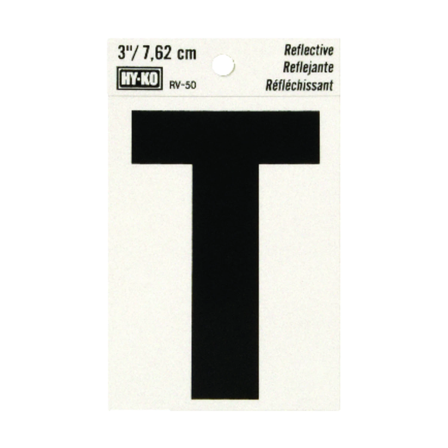 Hy-Ko 3 in. Reflective Vinyl Black T Letter Self-Adhesive