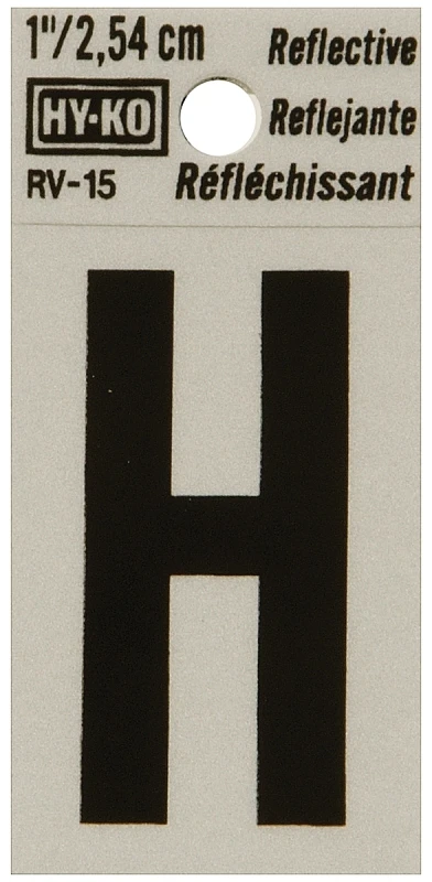 Hy-Ko 1 in. Reflective Vinyl Black H Letter Self-Adhesive