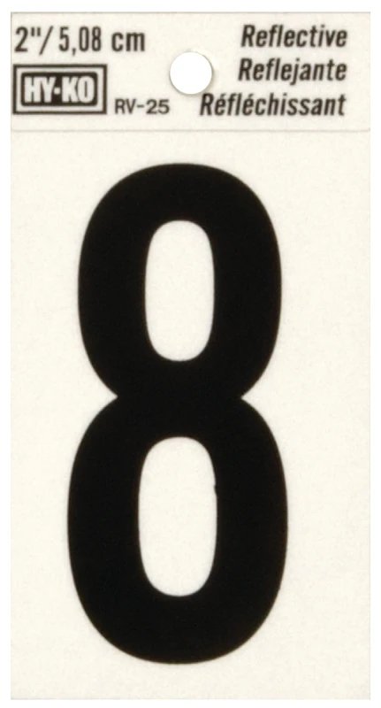 2 In. Reflective Adhesive Vinyl Number Eight - Weather Resistant