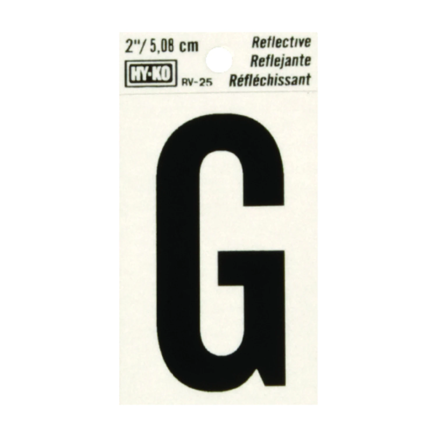 House Address Letter G, Reflective Black and Silver Vinyl, Adhesive Backing, 2 Inch Height