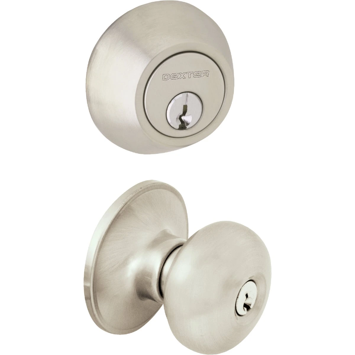 Jc60vstr619 Satin Nickel Deadbolt And Door Knob Combo Set