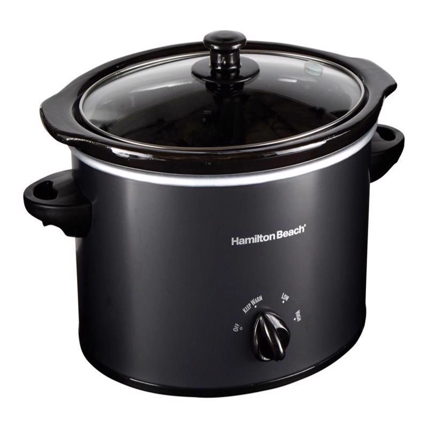 3 Quart Black Stoneware Slow Cooker With Glass Lid