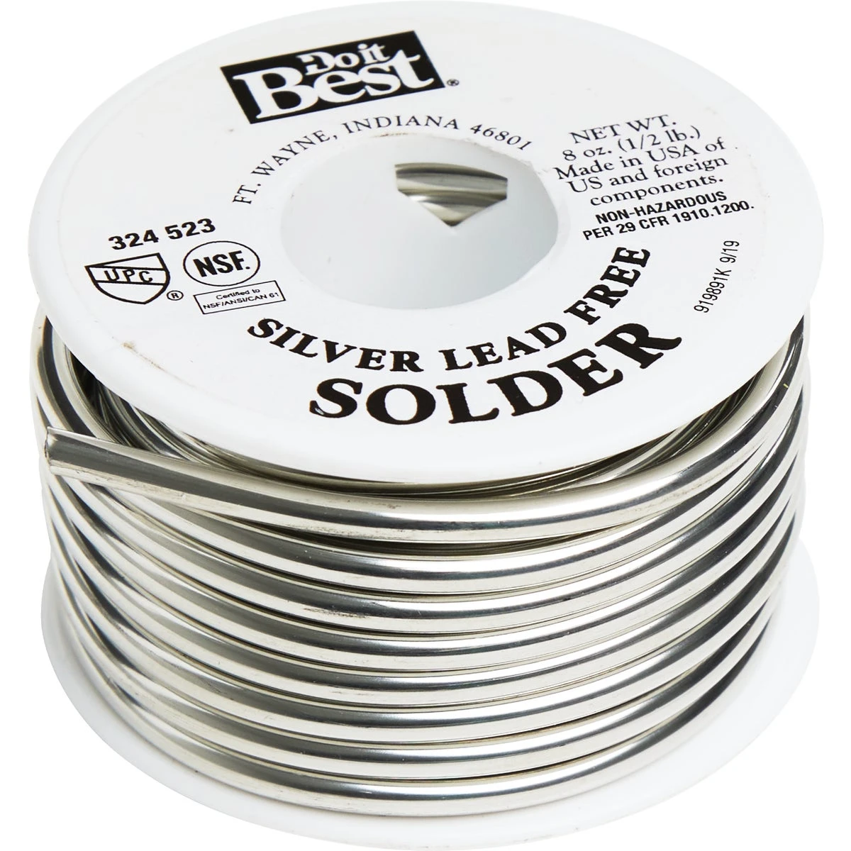 1/2 Lb Solid Lead-free Solder, 96% Tin, 4% Silver, Model 53097