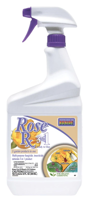 Rose Organic Crawling Insect Killer Liquid 32 Oz - 3-in-1 Fungicide, Insecticide, Miticide