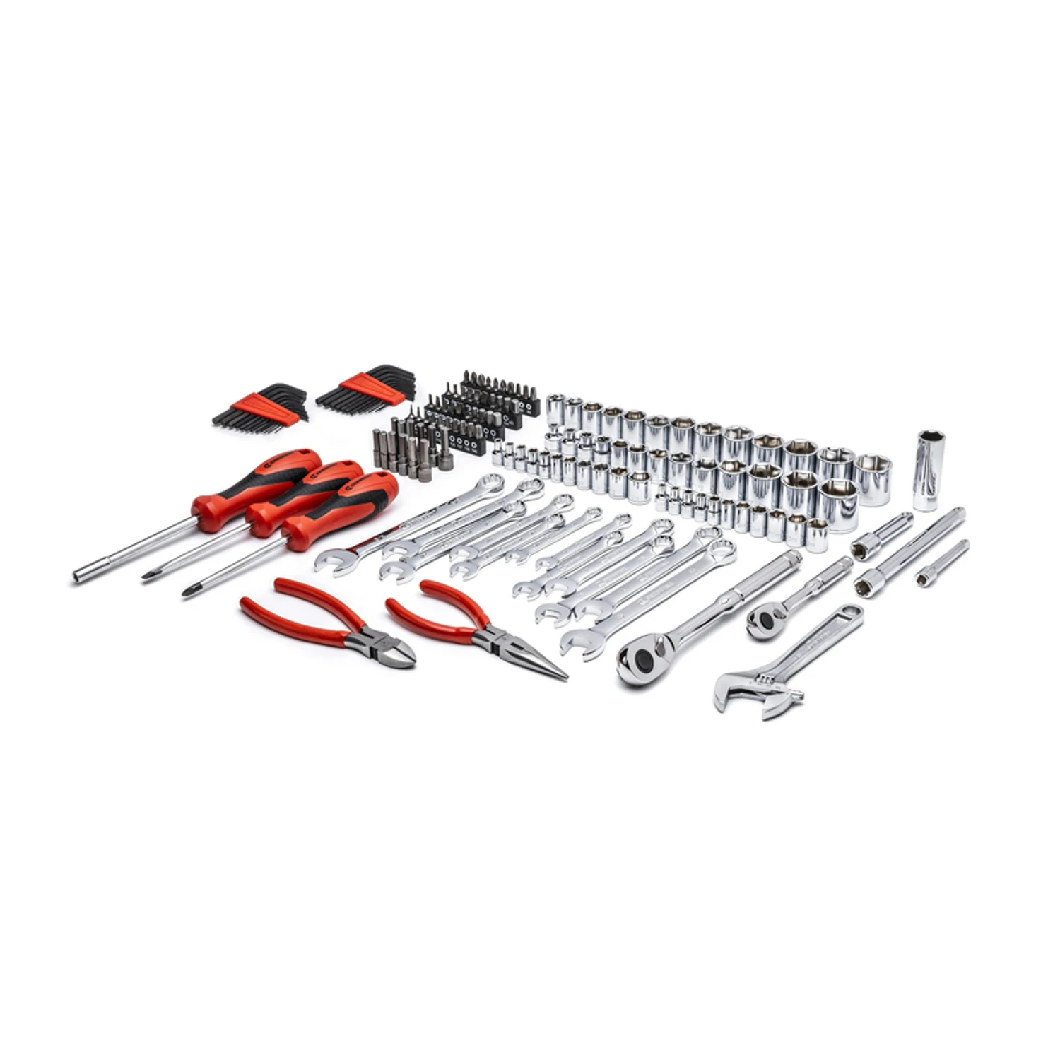 150-Piece SAE and Metric Professional Tool Set with 1/4 Inch and 3/8 Inch Drive 6-Point Sockets