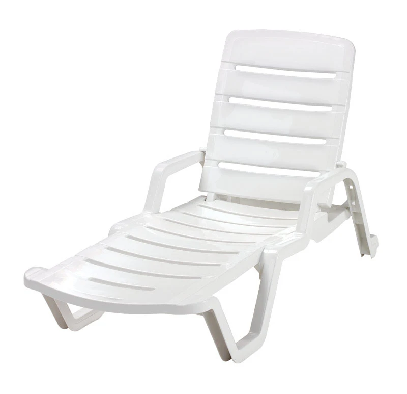 White Resin Adjustable Chaise Lounge - 4 Position, 250 Lb Capacity, 65 In Long