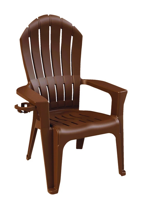 Earth Brown Resin Adirondack Chair With Ergonomic Design And Cup Holder