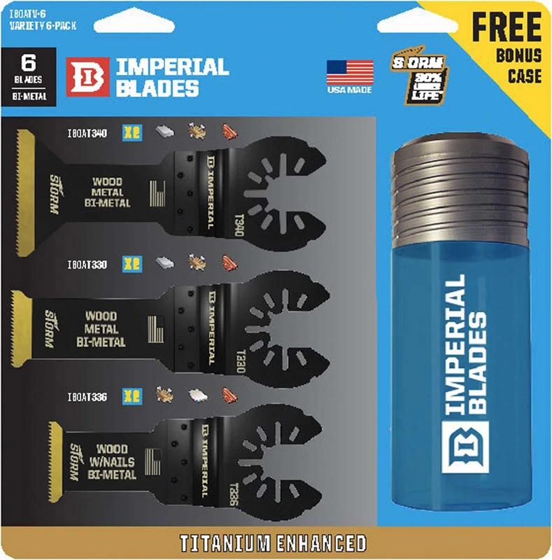 Imperial Blades One Fit Titanium-Coated Bi-Metal Storm Oscillating Saw Blade Set Multi-Material 6 pk