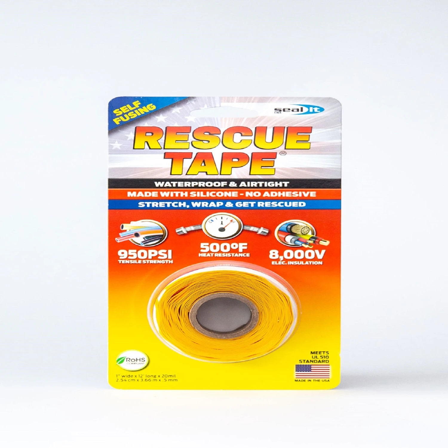 Yellow 1 In. W X 12 Ft. L Self-fusing Silicone Tape